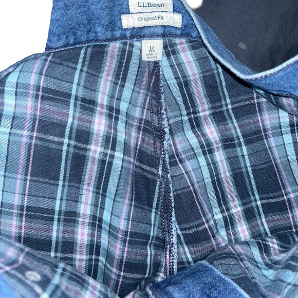 New L.L.Bean women plaid flannel lined original fit high rise jeans size 12 - Picture 4 of 6